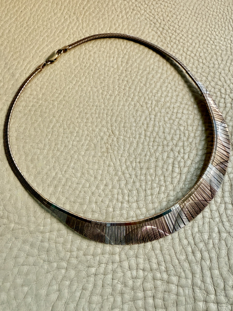 Italian 1950s/60s era Sterling Silver Cleopatra Collar Necklace - 16.2 inch length