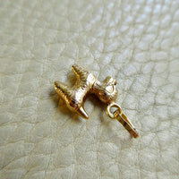 18k gold curly haired dog - poodle, doodle -  pendant or charm - 0.9 inch