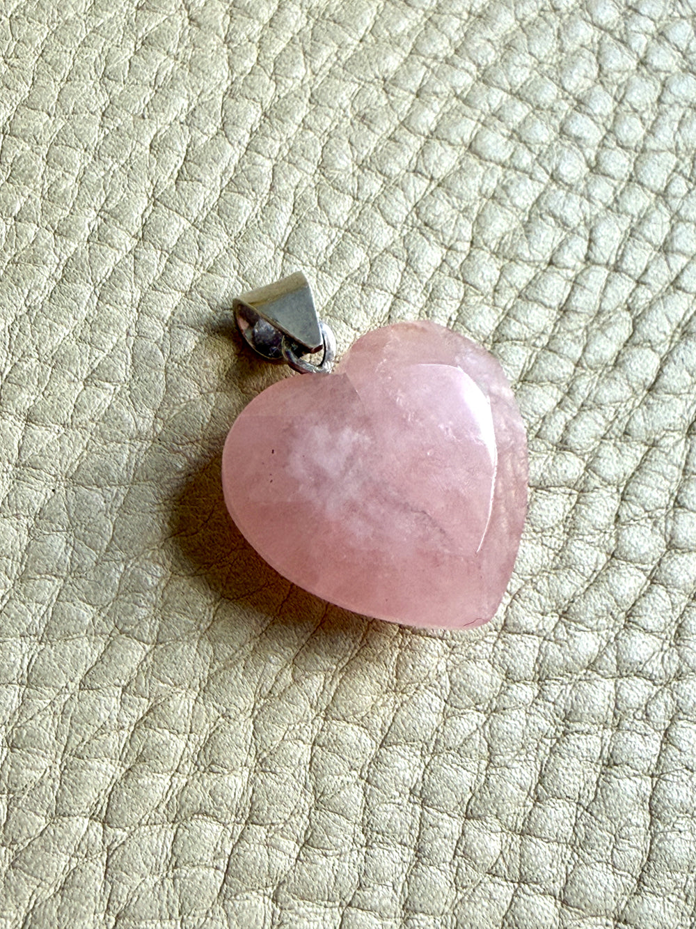 Rose Quartz Heart Pendant in Sterling Silver – 1.4 Inch Drop