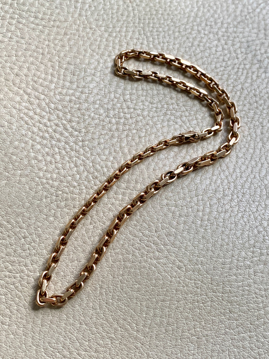 WHOA 45g Midcentury era biker link necklace! - solid 14k gold links- 16.5 inch length