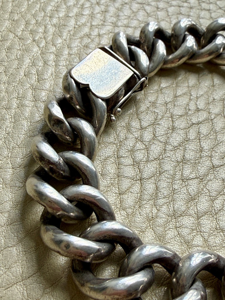 Vintage Swedish Puffy Curb Link Bracelet 830 Silver – 7.5 inch interior circumference