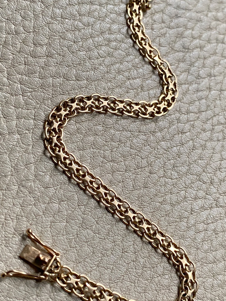 Vintage 18k gold slim x-link bracelet - 7.25 inch length
