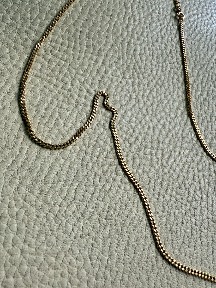 Danish Vintage 14k Gold Curb Link Chain Necklace - Excellent long length 23.75 inch length