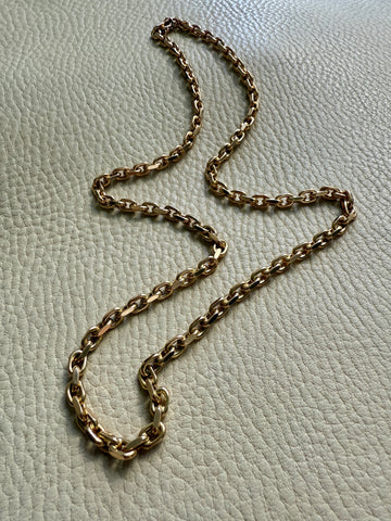GOLD CHONK! 63g Danish Vintage Biker Link Necklace - Solid 14k gold- 23.7 inch length
