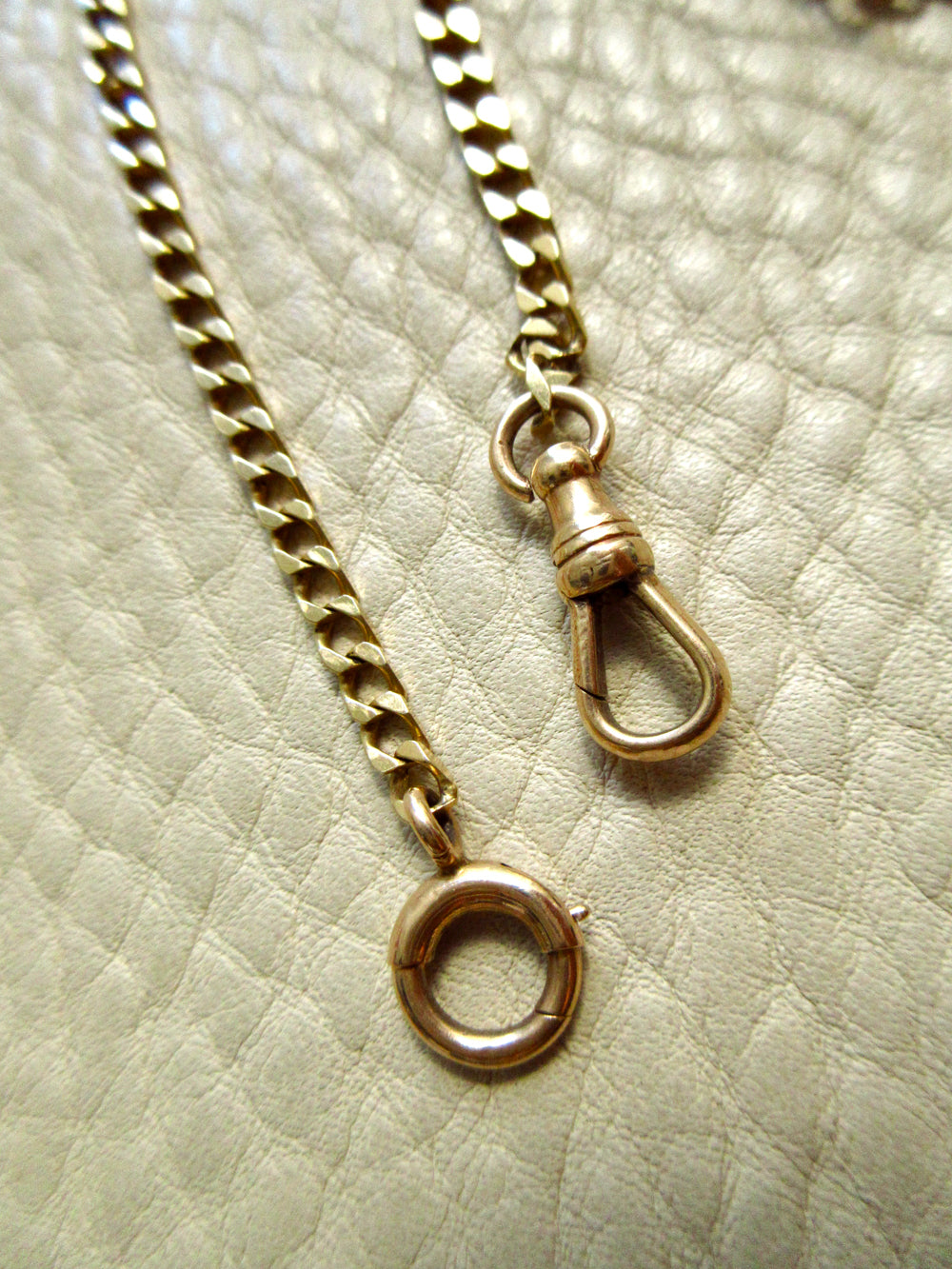 Vintage 14k Gold Faceted Curb Link Watch Chain Necklace – 19.3 Inch Length