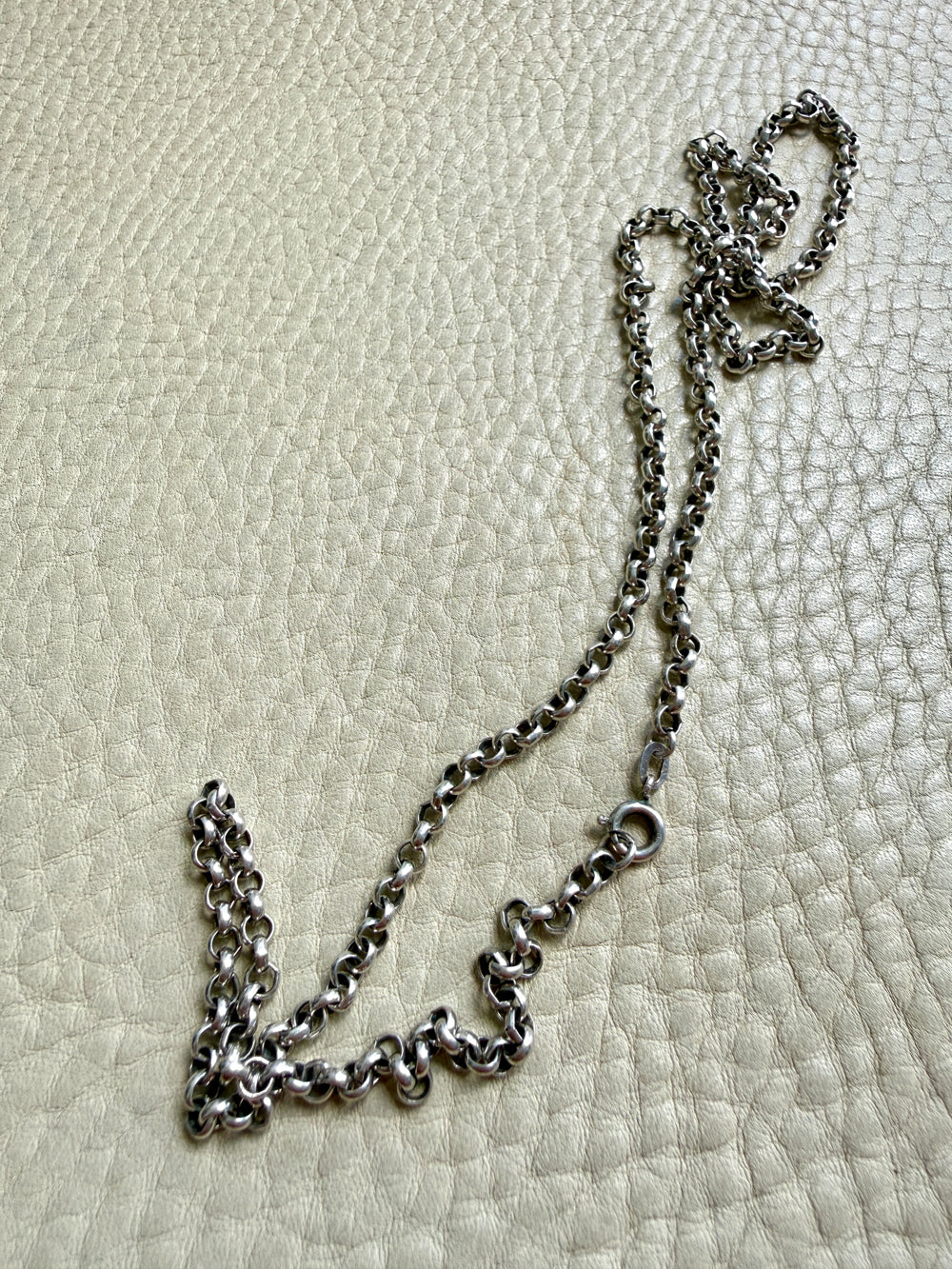 Vintage Silver Rolo Link Necklace- 23.6 inch length