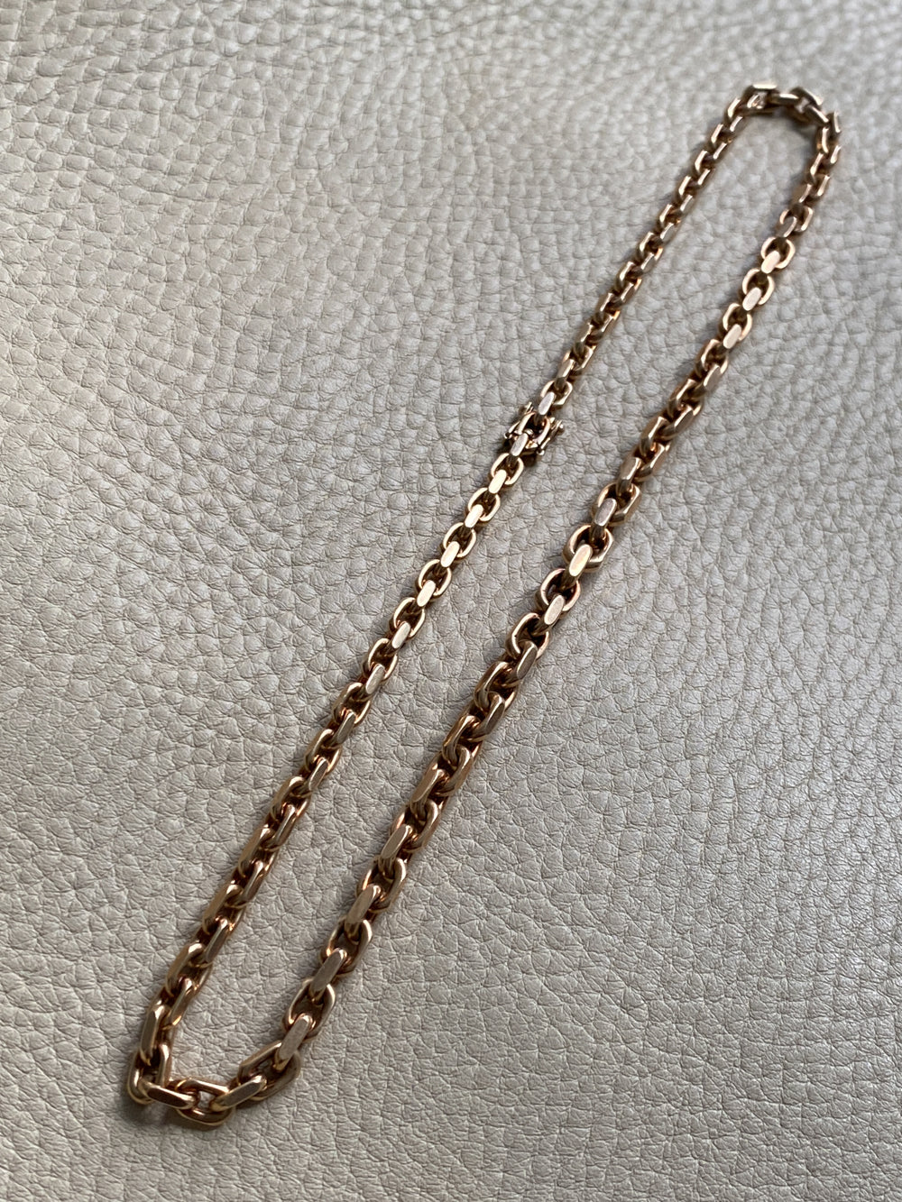 WHOA 45g Midcentury era biker link necklace! - solid 14k gold links- 16.5 inch length