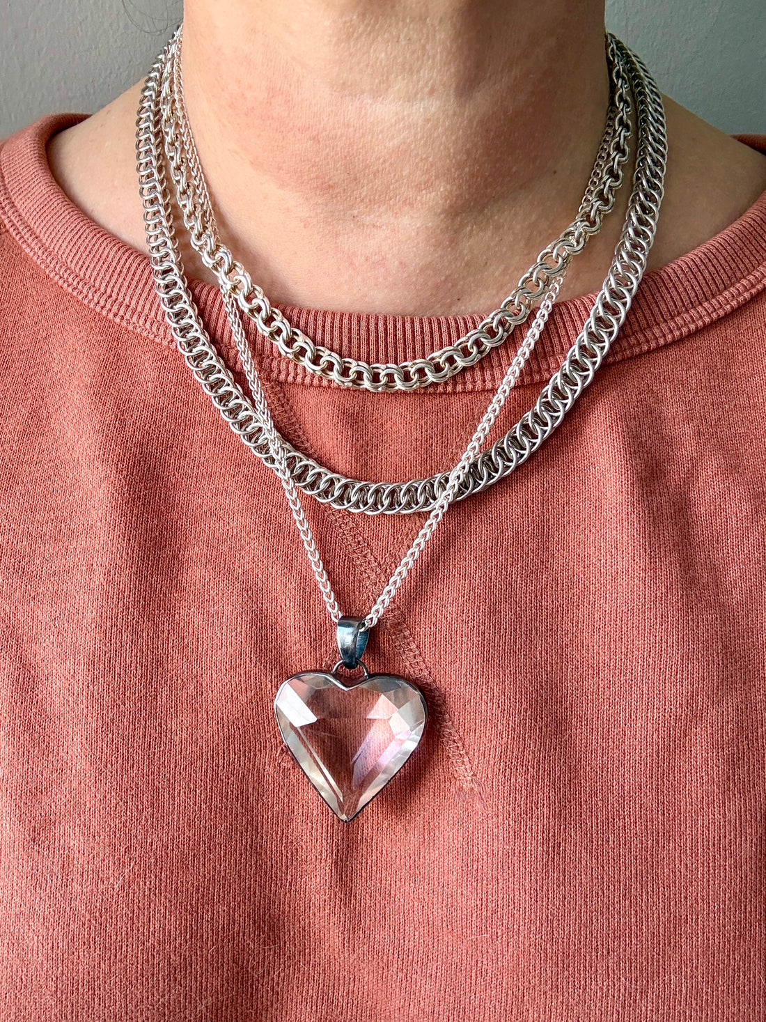 Vintage Sterling Silver Spiral Link Chain Necklace – 19.9 Inch length