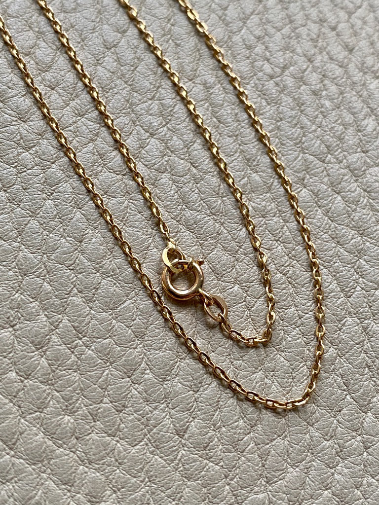 18k Gold Swedish Vintage Skinny Biker Link Chain Necklace - 17.3 inch length