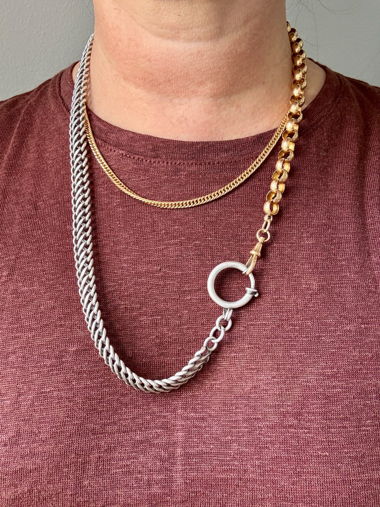Signed Vintage Tight Curb Link Necklace 18k Gold – 18.5 Inch Length