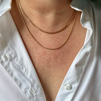 14k Gold Round Honeycomb Link Necklace with Charm Holder– 19.5 Inches