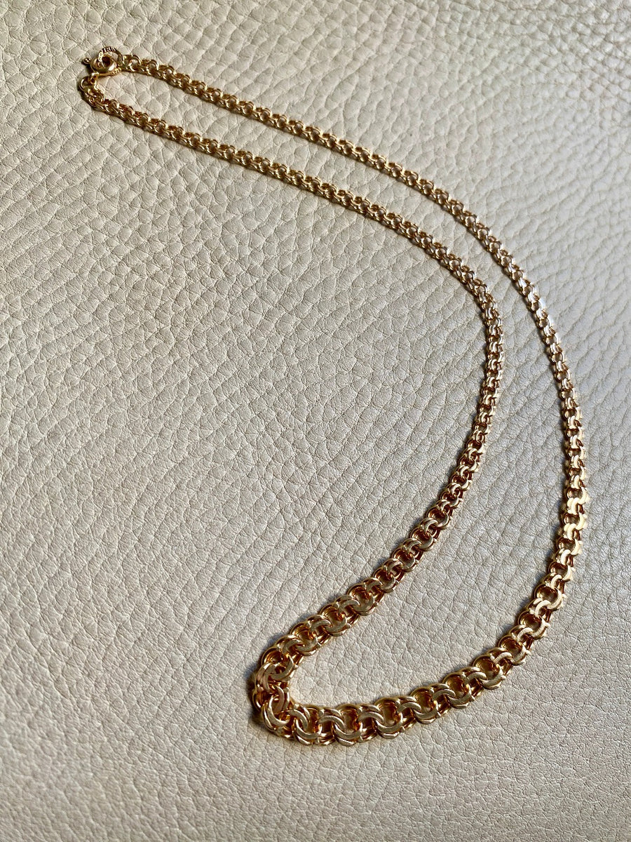 1977 Swedish 18k Gold necklace - Graduated double link chain - 17 inch length