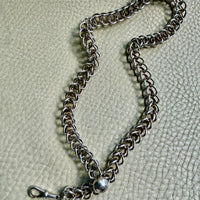 Danish Vintage Sterling Silver Open Foxtail Link Necklace with Dog Clip - 19 inch adjustable length