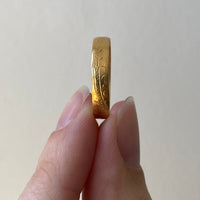 1958 Swedish vintage 18k gold ring - botanical etching- size 8