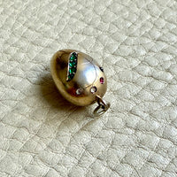 Victorian era Antique Egg Pendant in 10k Gold with Paste Stones