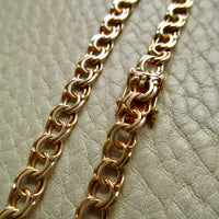 1966 Vintage Double Link Solid 18k Gold Bracelet - 7.2 inch length