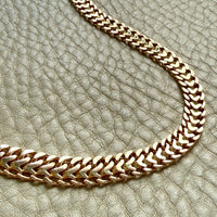 Vintage Swedish Wide Herringbone Link Necklace 18k Gold – 20 Inch Length