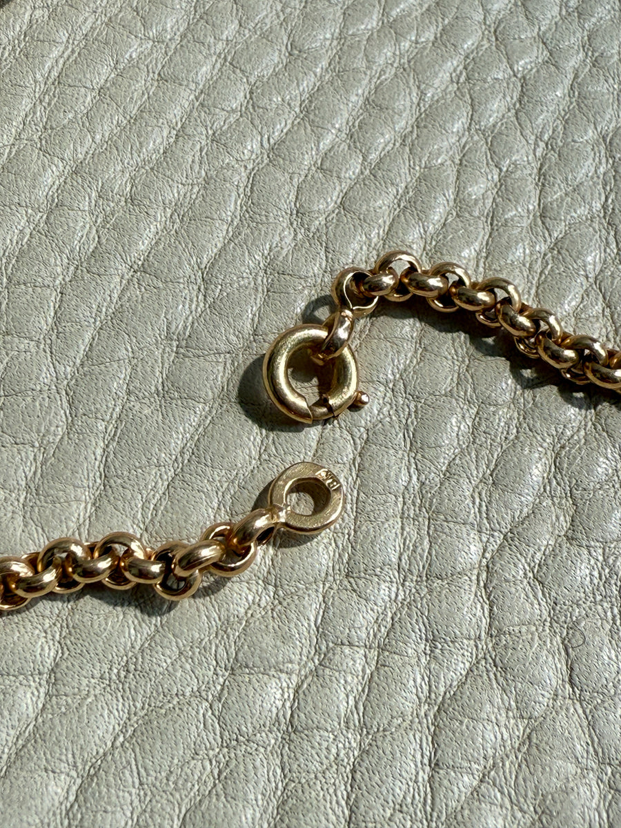 1950s era Vintage Graduated Width Rolo Link Necklace in 18k Gold - 17.75 inch length