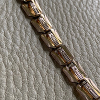 Antique Watch Chain with tiny leaf pattern - 14k gold with 10k rose gold detail