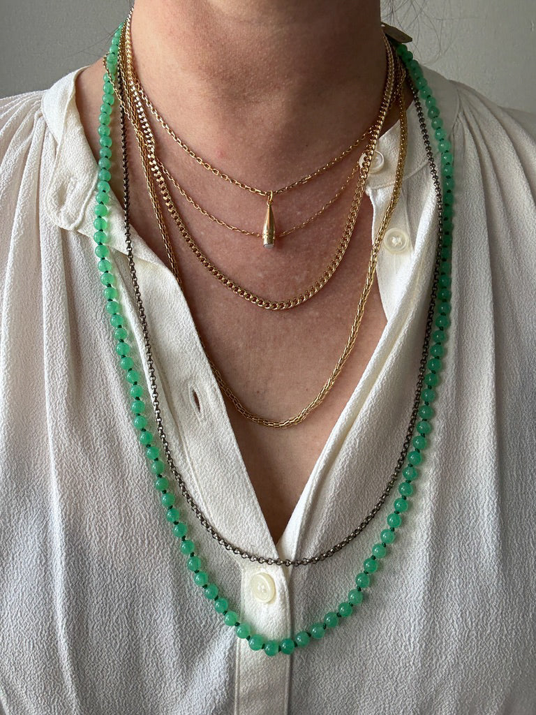 Antique Cable Link Necklace with Barrel Clasp - Solid 18k gold - 18.3 inch length