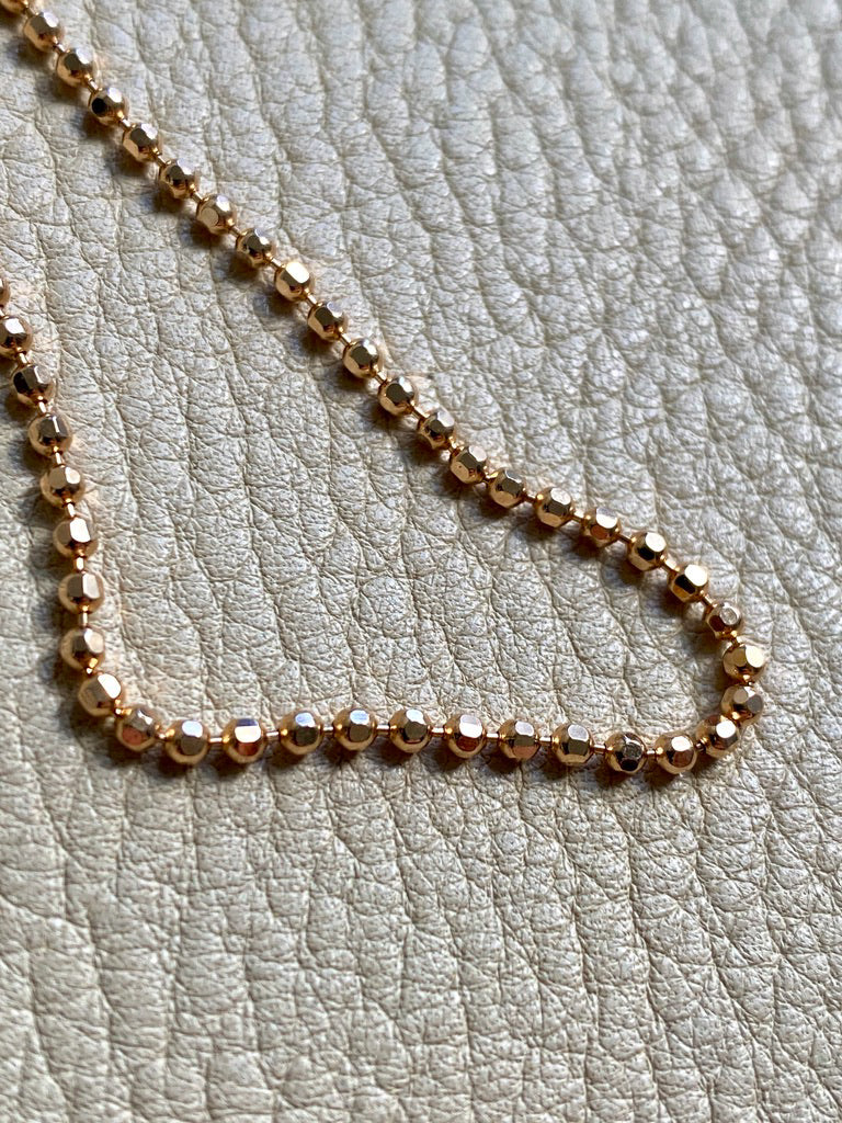 Italian vintage 18k gold faceted ball chain necklace by Balestra - 16.6 inch length