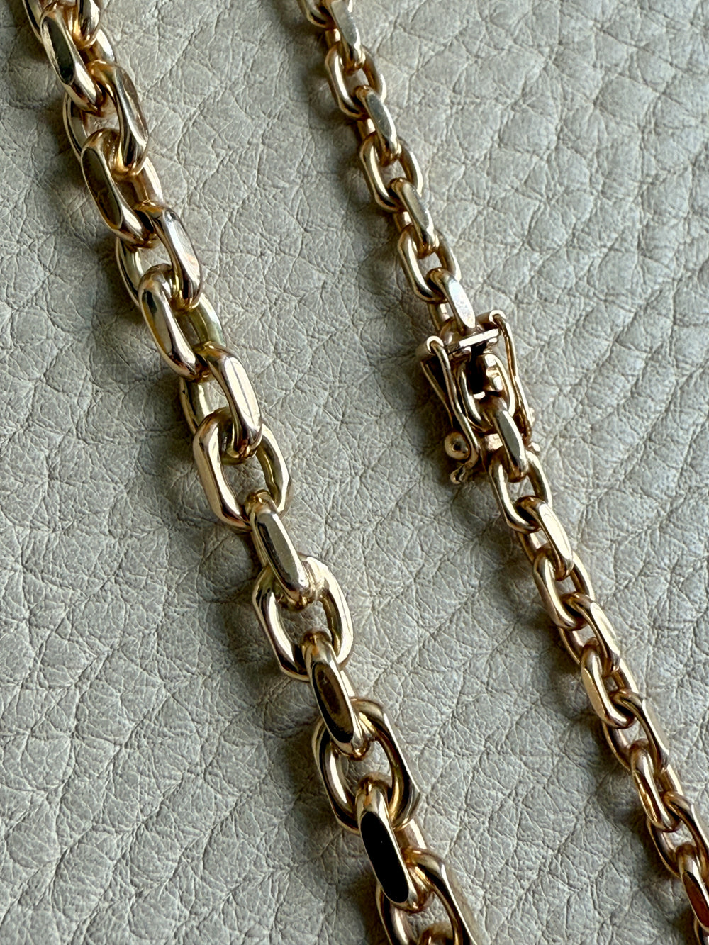 RARE Midcentury Era 14k gold Graduated Biker Link Necklace Signed Edvin Einar & C Larsen - 17.8 inch length