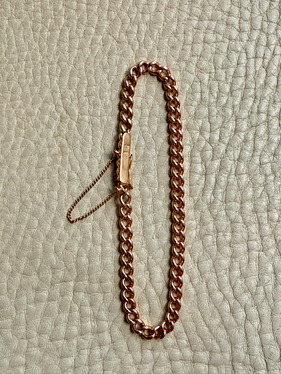 Circa 1900 Chubby Curb Link Bracelet in 18k rosy gold - 7 inch length