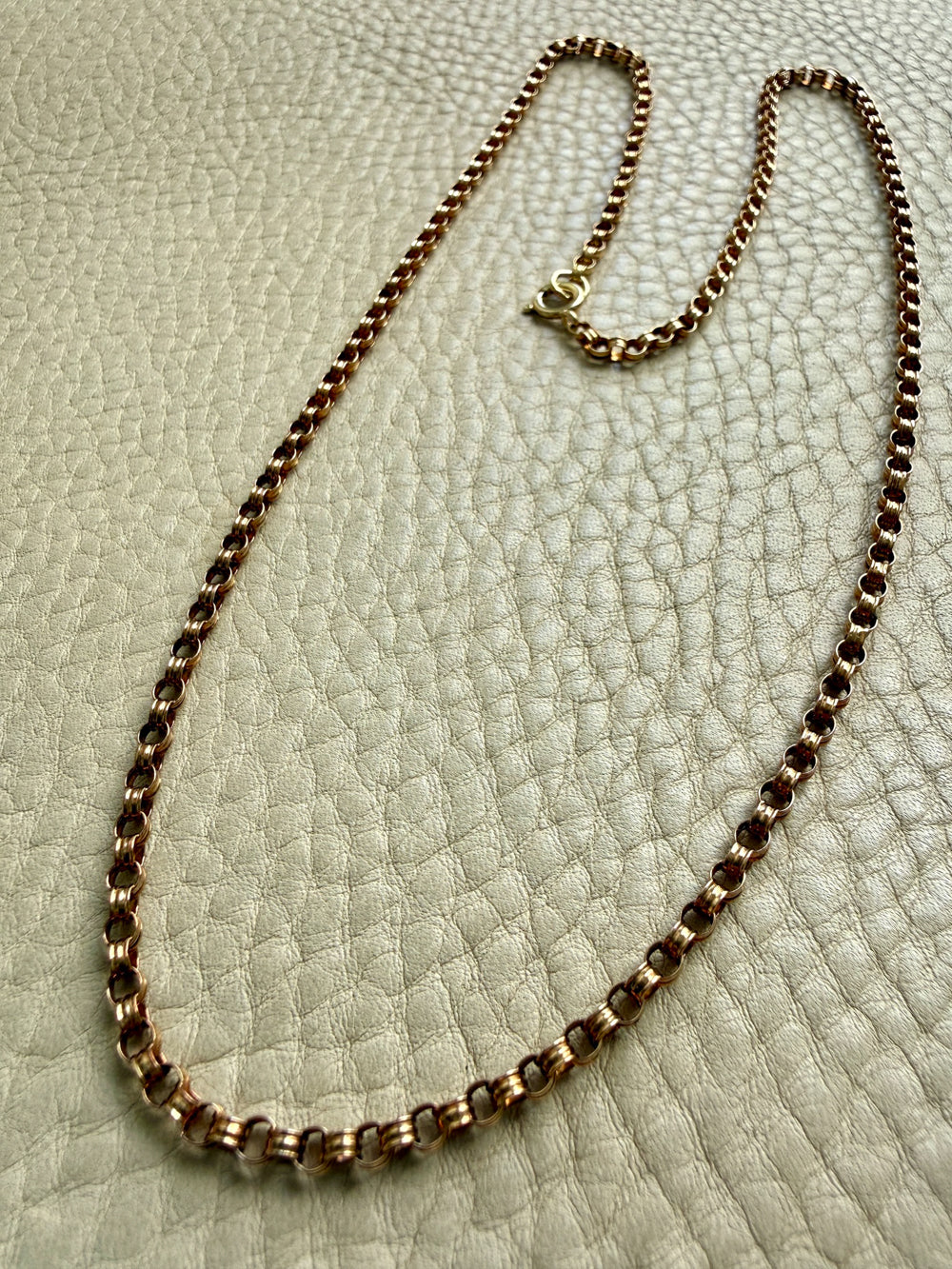 Antique British 18k Gold Belcher Chain Necklace – 21.25 Inch Length