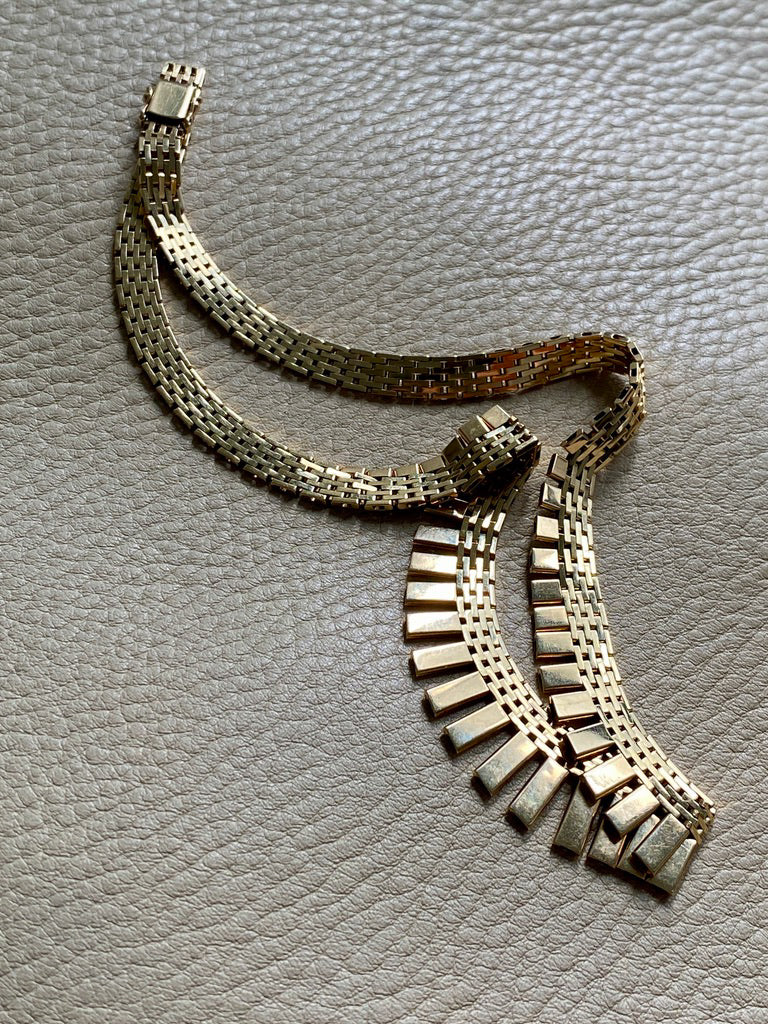RADIANT! 14k Gold Cleopatra Link Necklace - Vintage Danish - 17 inch length