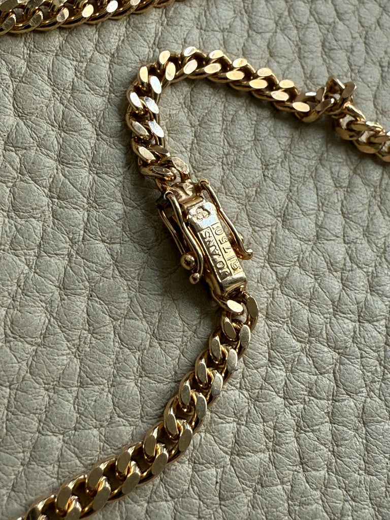 25 gram 18k Gold Chubby Round Curb Link Chain Necklace - Swedish Vintage - 19.5 inch length