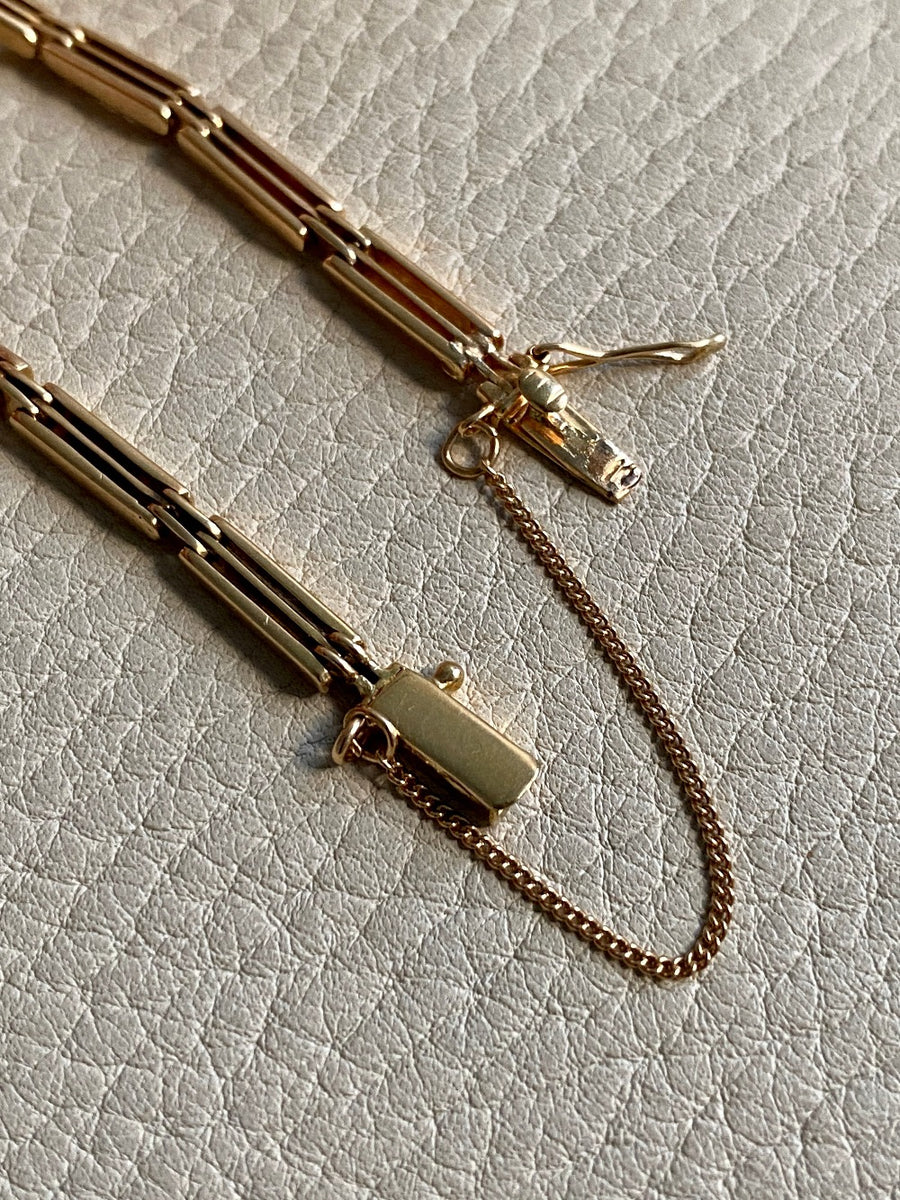 Extraordinary! Antique 18k gold slotted link bracelet - 7 inch length