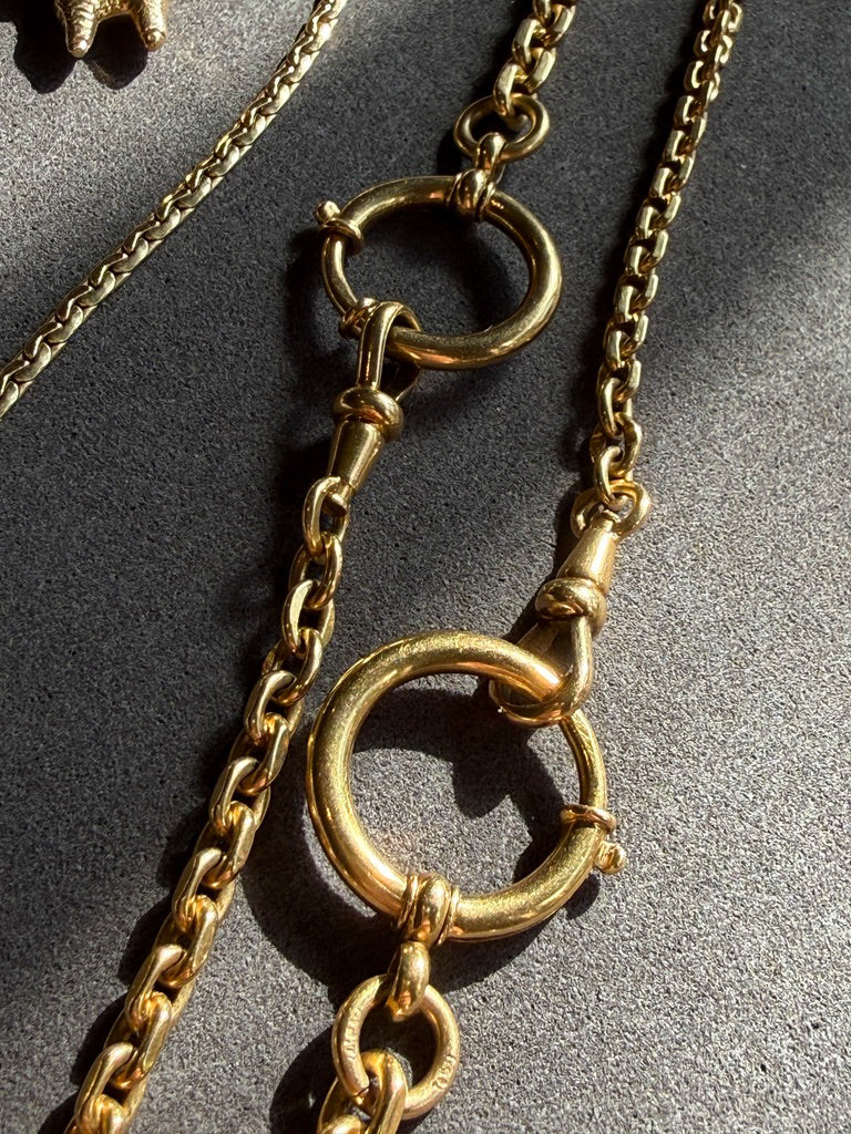 Vintage Swedish 18k Gold Biker Link Watch Chain Necklace – 20.9 Inch Length