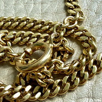 18k Gold Vintage Curb Link Watch Chain Necklace with Sheathed Fastener- 17.1 inch length
