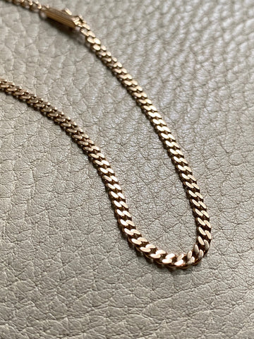 Vintage 18k gold skinny curb bracelet - 8 inch length