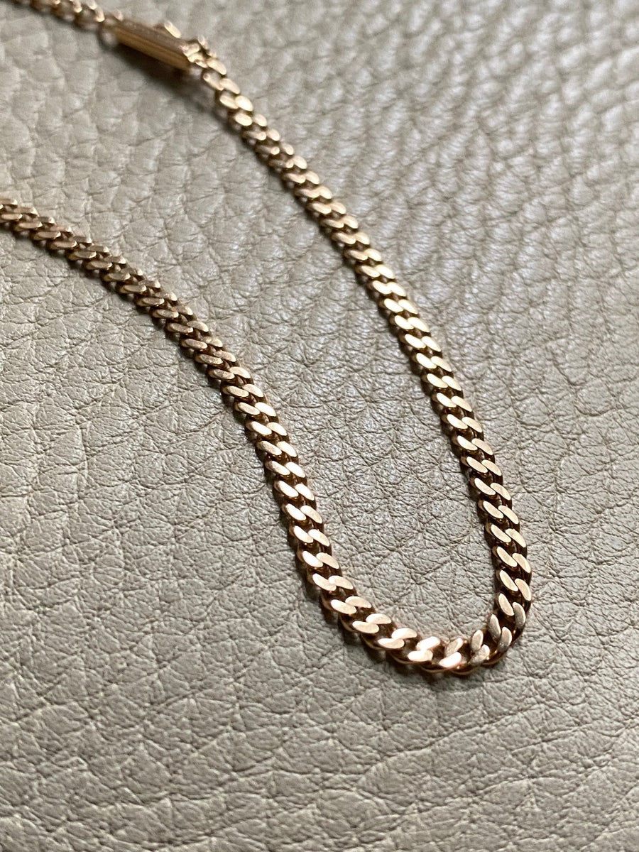 Vintage 18k gold skinny curb bracelet - 8 inch length