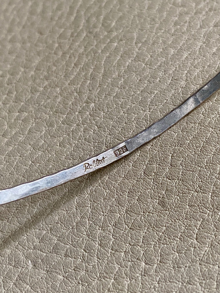 Contoured Hammer Textured Vintage Swedish Sterling Silver Neck Ring Choker - Signed Robbert - 16.2 inch interior circumference necklace