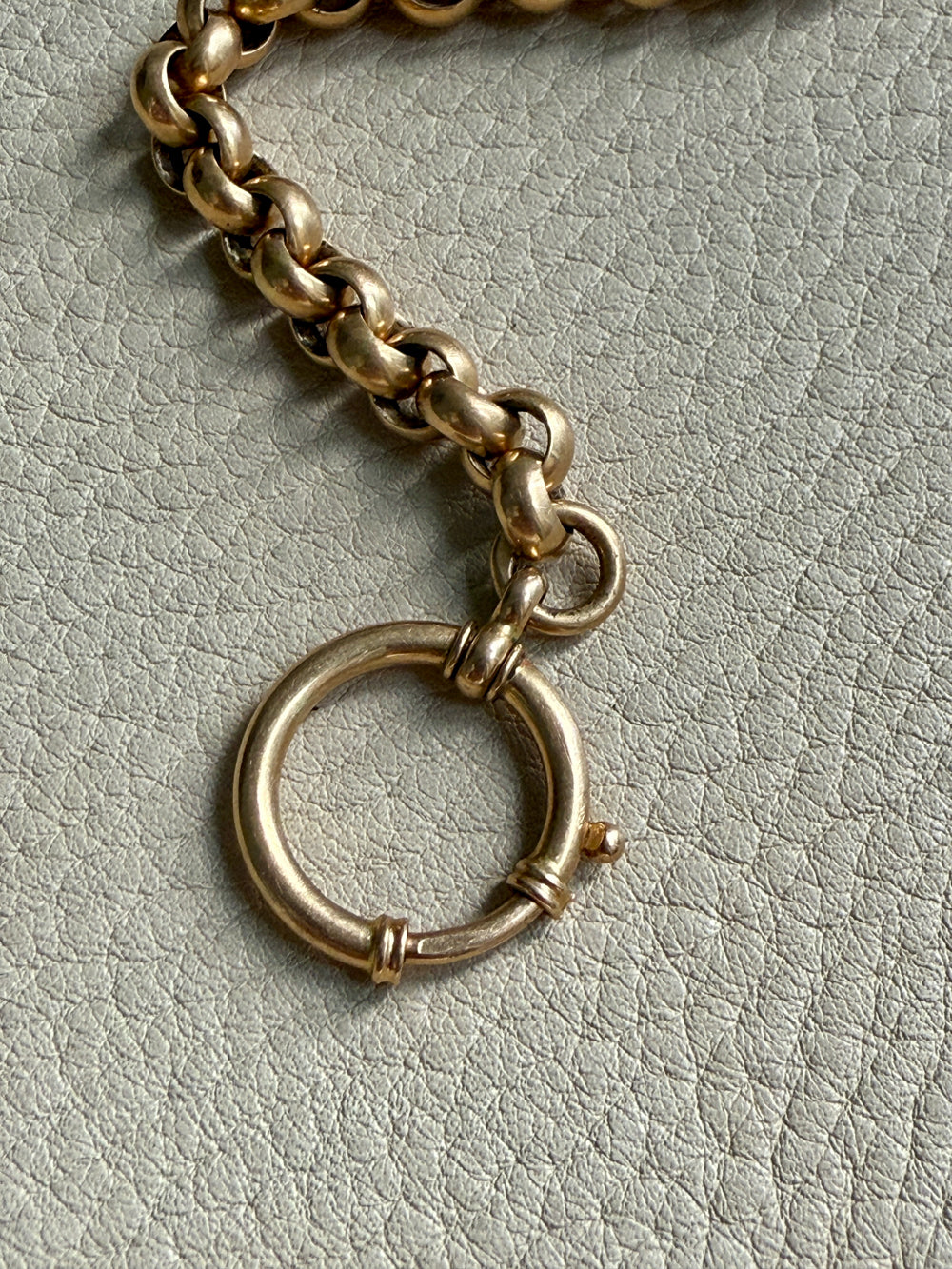 Antique 18k Gold Rolo Link Watch chain Necklace Setup with Large Bolt clasps - 21.75 inch total length