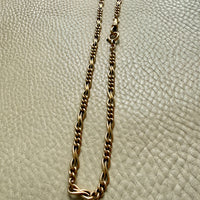 French Antique 18k Gold Watch Chain Necklace with Hand Forged Figure 8s - 16.5 inch length