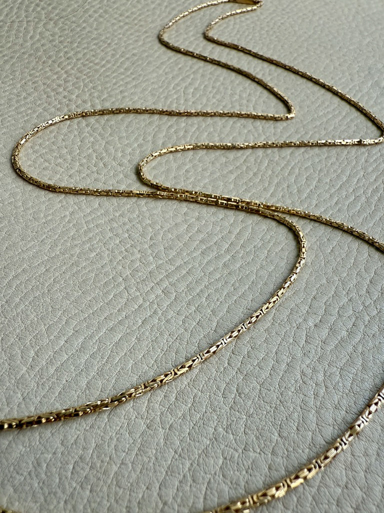 Antique Byzantine Link Necklace in 14k gold - Excellent 35.75” long length!
