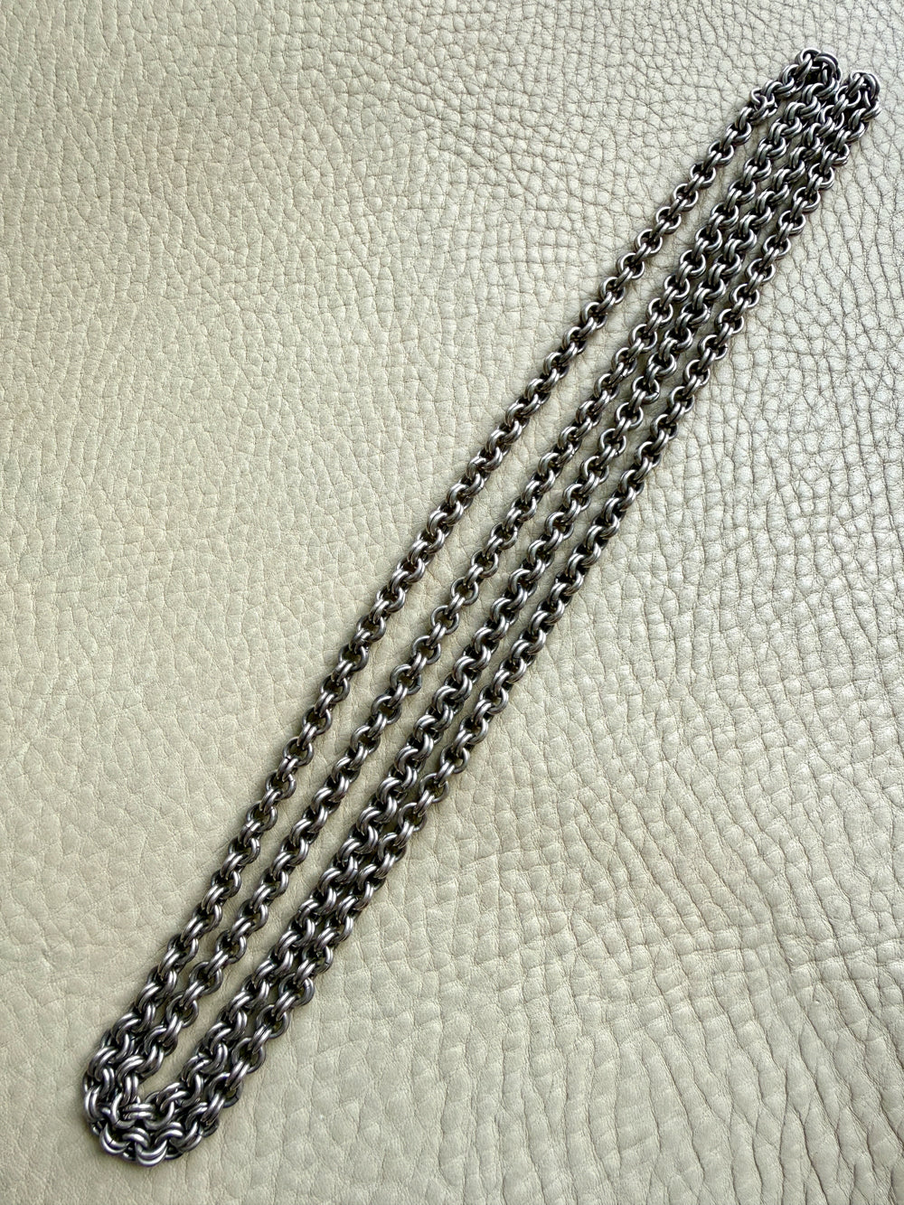 Loooong Vintage Double Rolo Link Necklace in Silver – 41 Inch Length