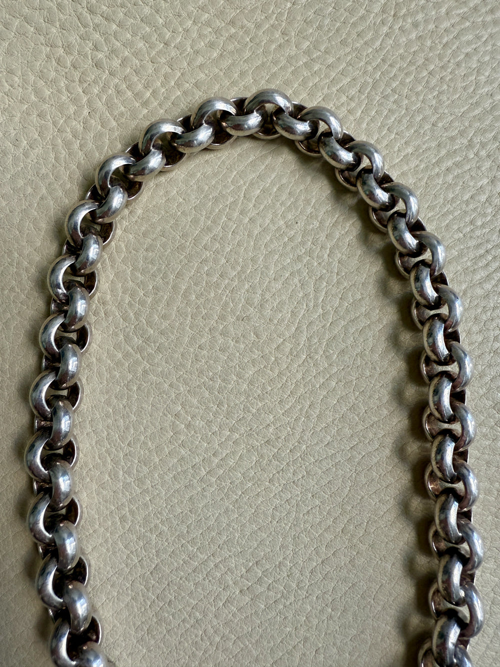 MEGA ROLO!! Heavy 228 gram Silver Rolo Link Necklace with Large Bolt Clasp - 17.5 inch length