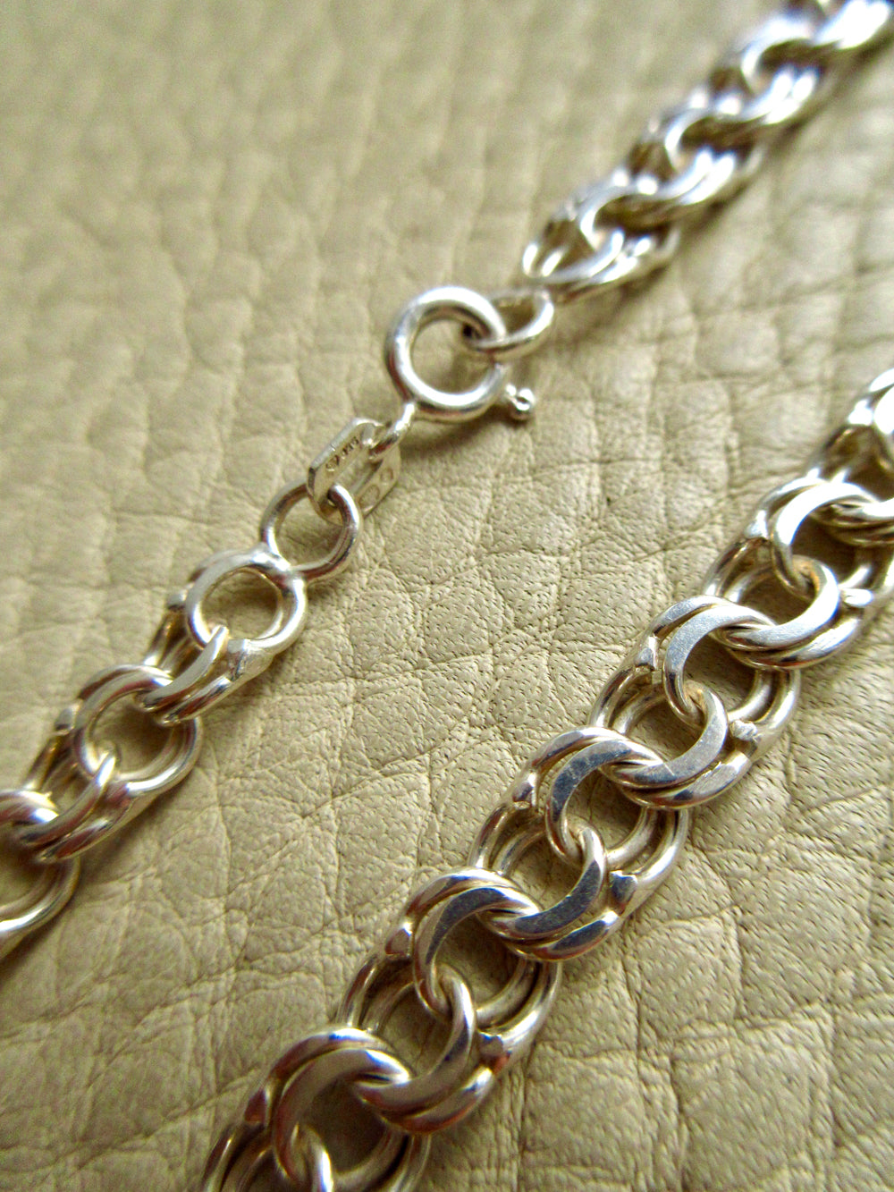 Vintage European 1900s Silver Double Link Necklace – 17.75 Inch Length