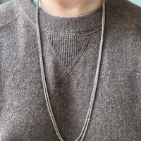 Antique Silver Cable Link Double Strand Necklace - 30 inch doubled length - adjustable