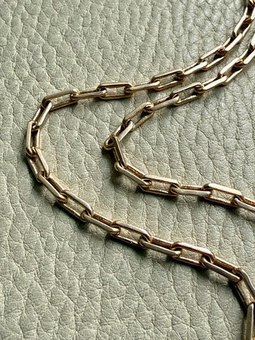 1977 Double Biker Chain Bracelet with Elongated Links - Vintage 18k Gold - 7.4 inch length