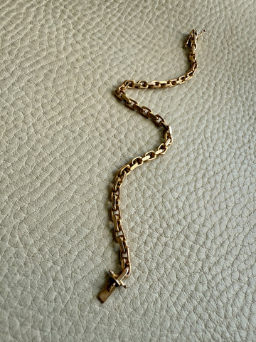 1953 Swedish Vintage 18k Gold Biker Link Bracelet 3.6mm width - 7.3 inch length