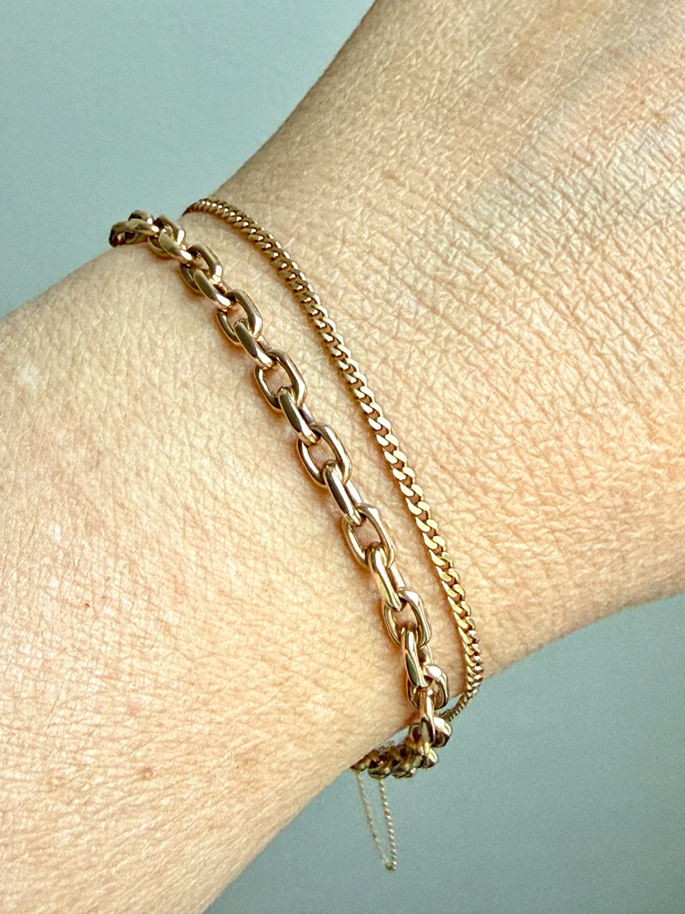 1960s era Vintage Danish 14k Gold Biker Chain Bracelet – 7.75 Inch Length
