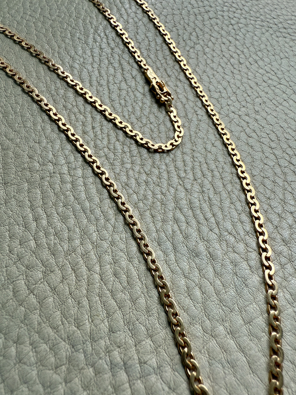 Long 18k Gold Vintage Virola Link Necklace - 21.8 inch length