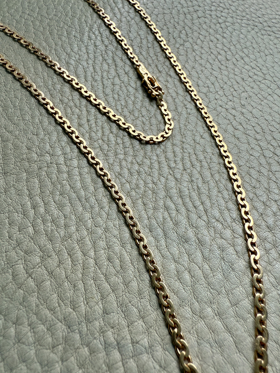 Long 18k Gold Vintage Virola Link Necklace - 21.8 inch length