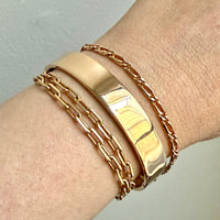 1977 Double Biker Chain Bracelet with Elongated Links - Vintage 18k Gold - 7.4 inch length