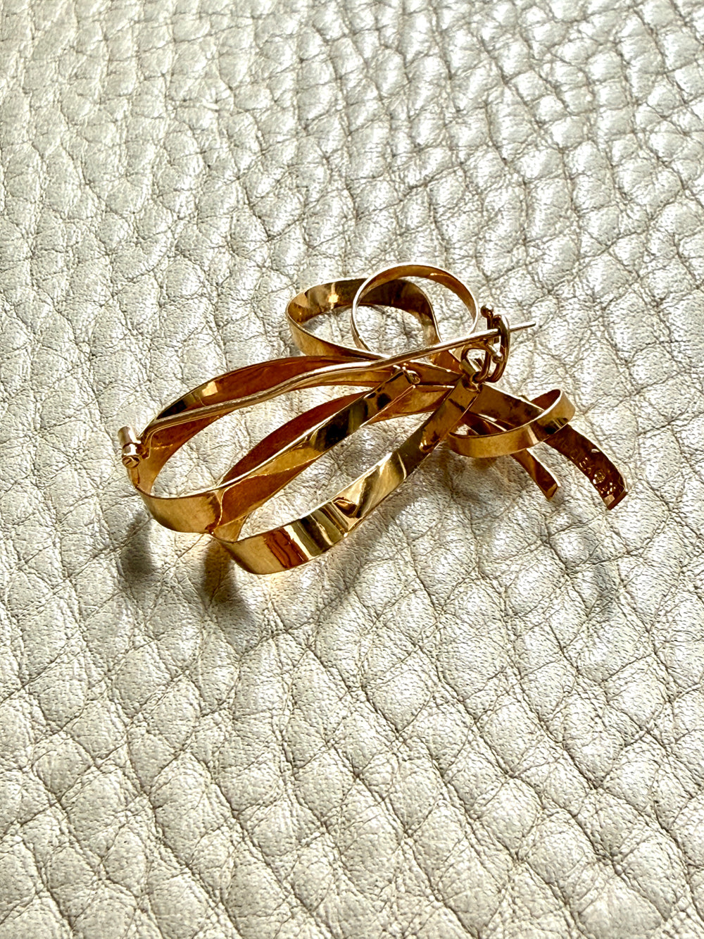 1954 Vintage Swedish 18k Gold Ribbon Brooch - 1.3 inch